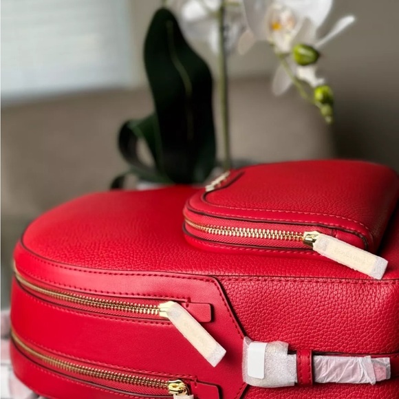 MICHAEL KORS JAYCEE MEDIUM ZIP POCKET LEATHER BACKPACK BRIGHT RED - Picture 6 of 7